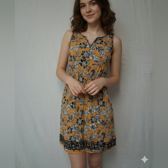 Market & Spruce Yellow Floral Mini Dress Size S - Picture 5 of 17